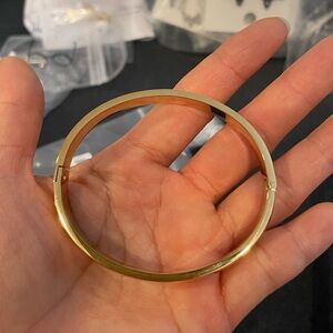 18k Gold-Plated Stainless Steel Plain Bangle, No Tarnish, Waterproof